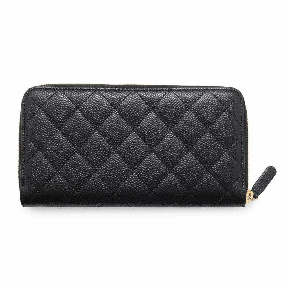 シャネル 長財布 マトラッセ クラシック ロング ジップ ウォレット ココマーク キャビアスキン A50097 CHANEL 黒