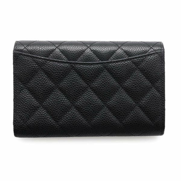 シャネル 財布 マトラッセ ココマーク キャビアスキン AP0232 CHANEL 三つ折り財布 黒