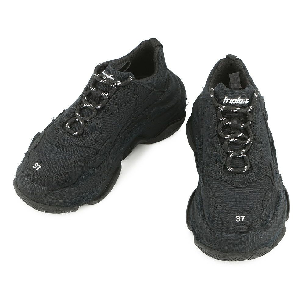 バレンシアガ スニーカー トリプルS キャンバス レディースサイズ37 524039 BALENCIAGA 靴 黒