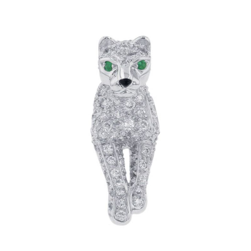 カルティエ ブローチ パンテール ダイヤモンド/オニキス/ツァボライトガーネット K18WGホワイトゴールド/Pt950プラチナ Cartier