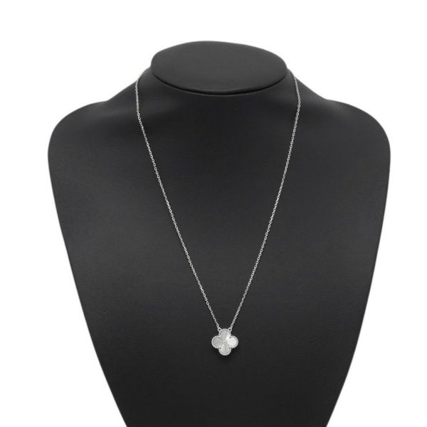 ヴァンクリーフ&アーペル ネックレス ヴィンテージ アルハンブラ ペンダント ギヨシェ K18WGホワイトゴールド VCARP9XG00