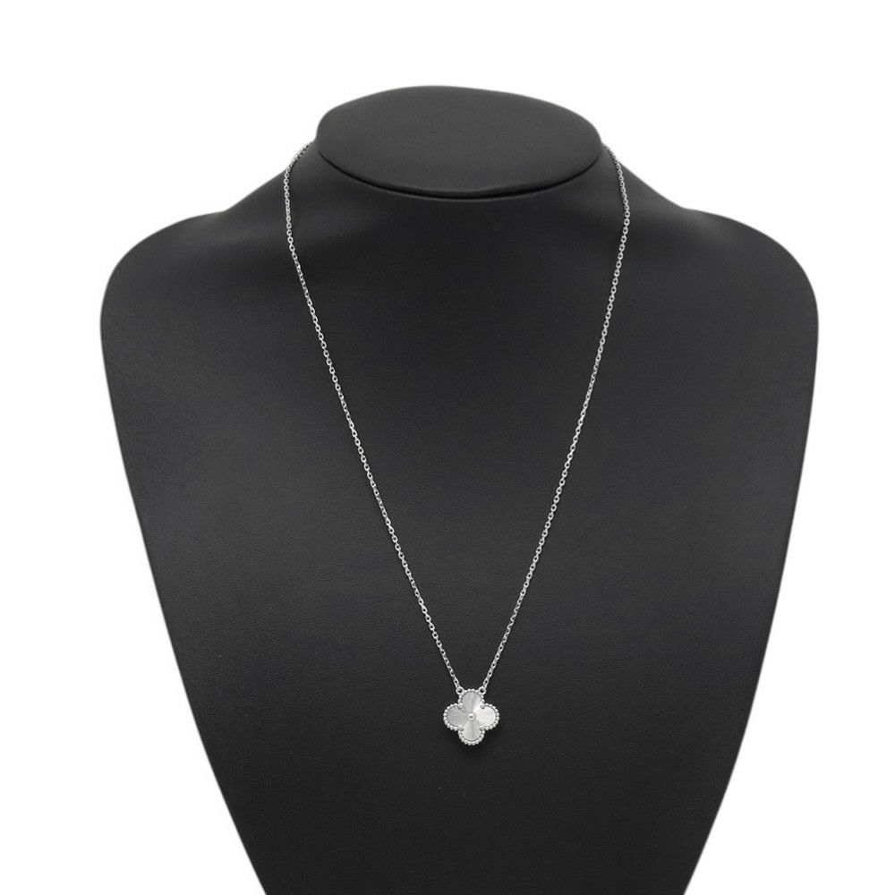 ヴァンクリーフ&アーペル ネックレス ヴィンテージ アルハンブラ ペンダント ギヨシェ K18WGホワイトゴールド VCARP9XG00