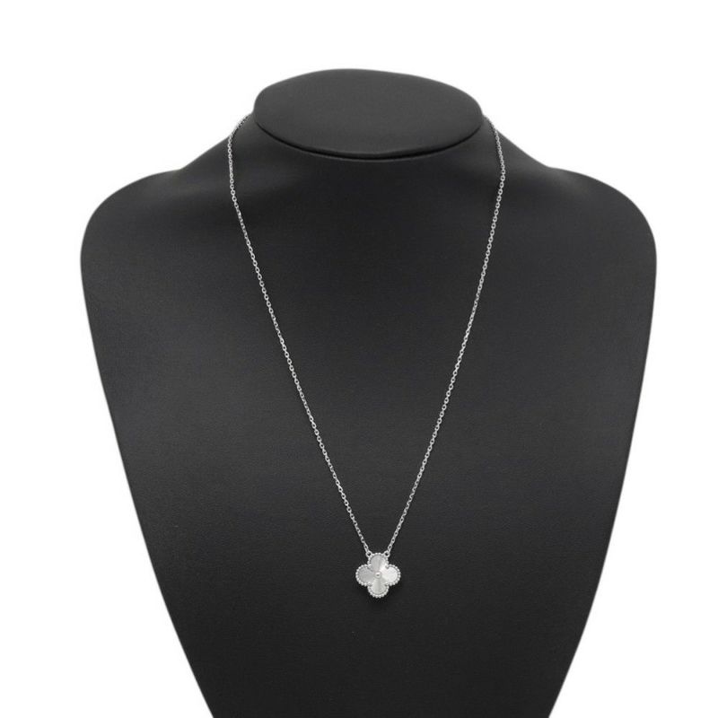 ヴァンクリーフ&アーペル ネックレス ヴィンテージ アルハンブラ ペンダント ギヨシェ K18WGホワイトゴールド VCARP9XG00