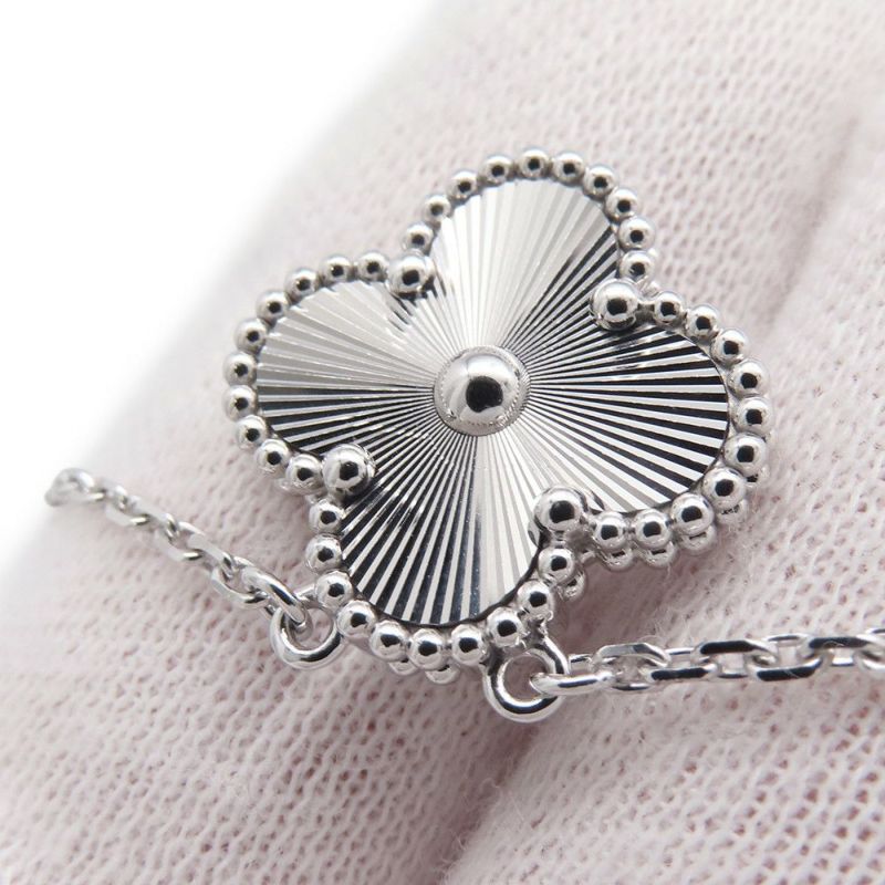 ヴァンクリーフ&アーペル ネックレス ヴィンテージ アルハンブラ ペンダント ギヨシェ K18WGホワイトゴールド VCARP9XG00