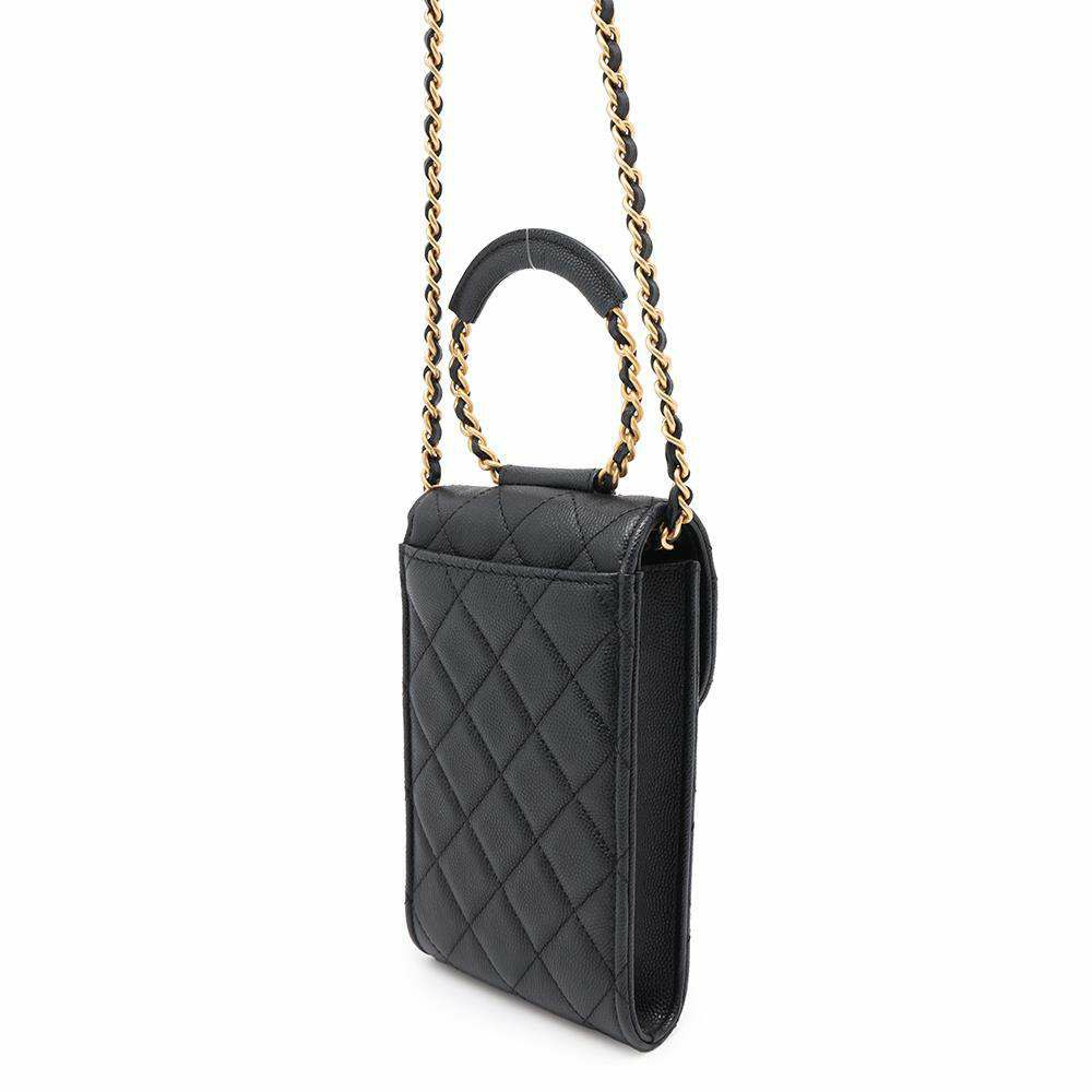 シャネル フォンホルダー マトラッセ ココマーク キャビアスキン AP1262 CHANEL 黒 チェーンショルダーバッグ