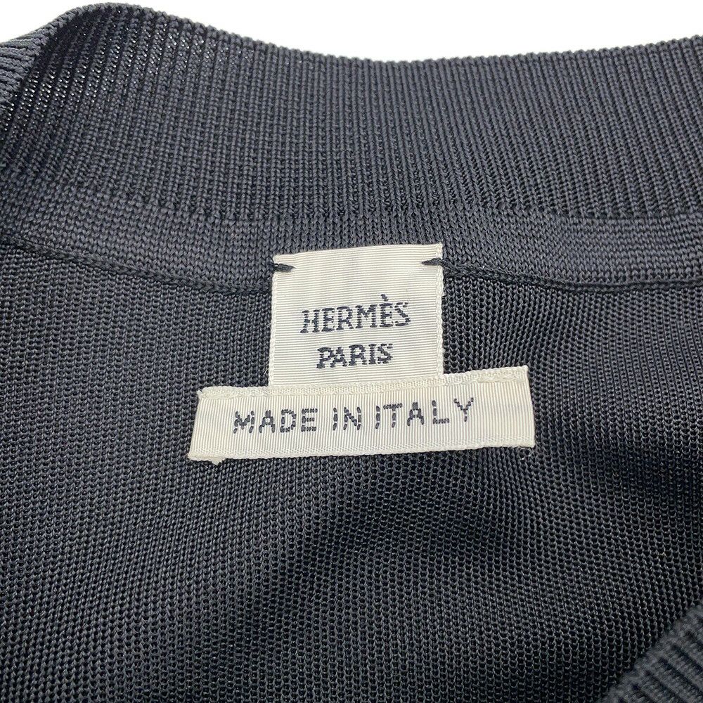エルメス 半袖Tシャツ ツイルレーヌ シェーヌダンクル シルク レディースサイズ36 HERMES トップス 黒
