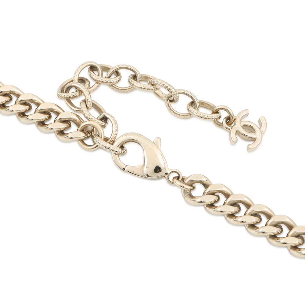 シャネル ネックレス ココマーク ロック チョーカー フェイクパール ラインストーン D22 C CHANEL アクセサリー