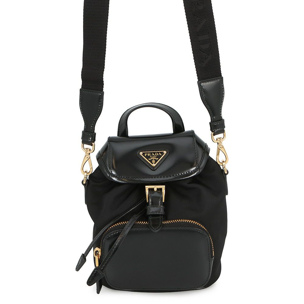 プラダ ショルダーバッグ Re-Nylon バックパック ナイロン レザー 1BZ075 PRADA 黒 ボディバッグ プラダ ショルダーバッグ Re-Nylon バックパック ナイロン レザー