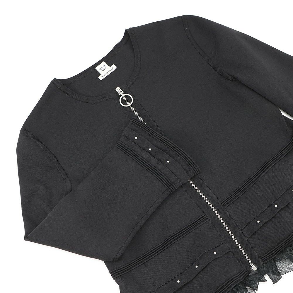 エルメス ジャケット ジップアップ・ジャケット レディースサイズ40 HERMES アウター 黒