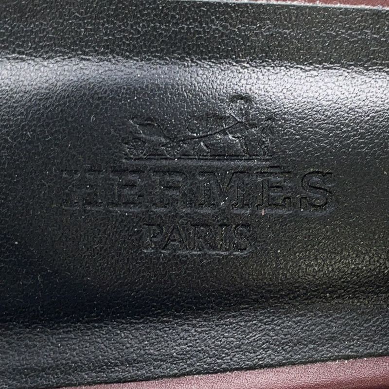 エルメス サンダル エルベ60 ボルドー/シルバー金具 ボックスカーフ レディースサイズ38 HERMES 靴