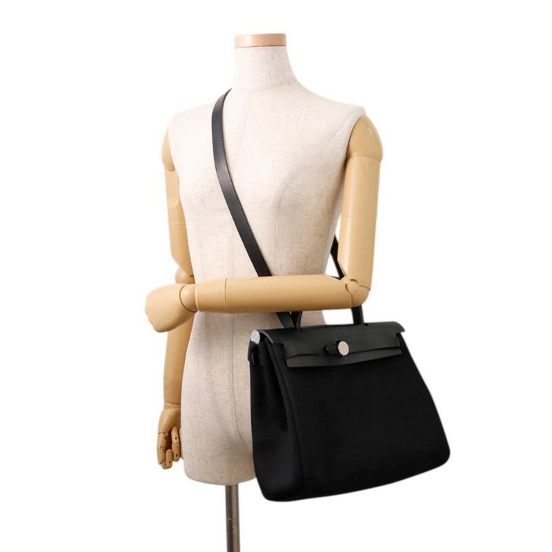 エルメス エールバッグジップPM ルトゥルネ ブラック/シルバー金具 トワルミリタリー/ヴァッシュハンター W刻印 ２way 黒