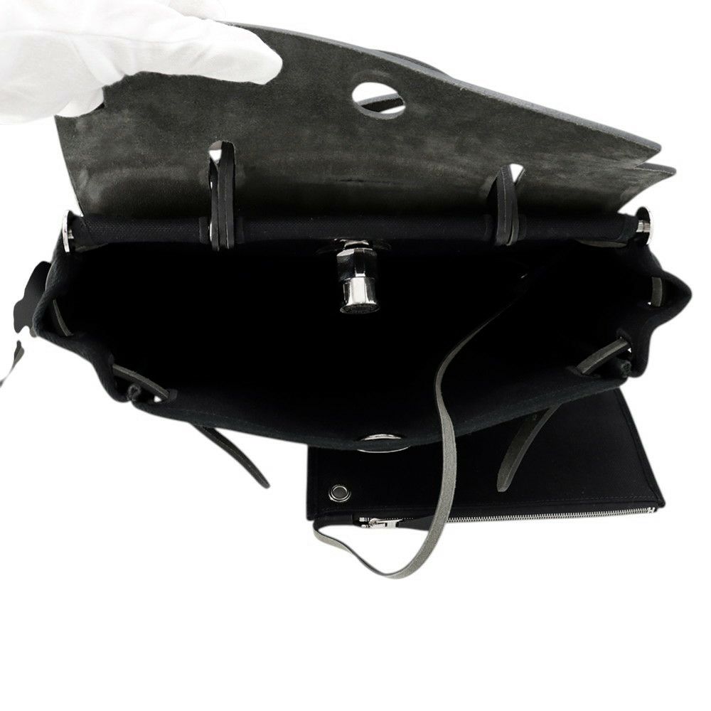 エルメス エールバッグジップPM ルトゥルネ ブラック/シルバー金具 トワルミリタリー/ヴァッシュハンター W刻印 ２way 黒