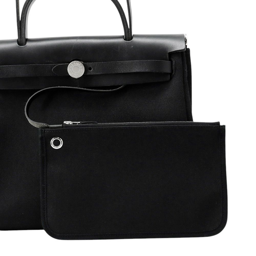 エルメス エールバッグジップPM ルトゥルネ ブラック/シルバー金具 トワルミリタリー/ヴァッシュハンター W刻印 ２way 黒