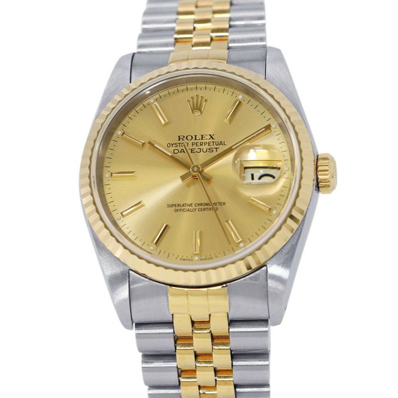ロレックス デイトジャスト L番 SS/K18YG 16233 ROLEX 腕時計 シャンパン文字盤