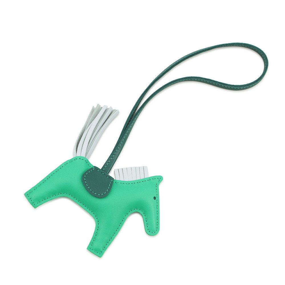 エルメス バッグチャーム ロデオPM ミント/マラカイト/ブルーブリュム ラムスキン U刻印 HERMES