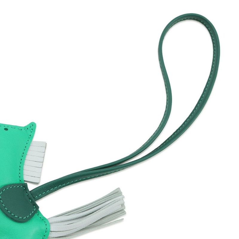 エルメス バッグチャーム ロデオPM ミント/マラカイト/ブルーブリュム ラムスキン U刻印 HERMES