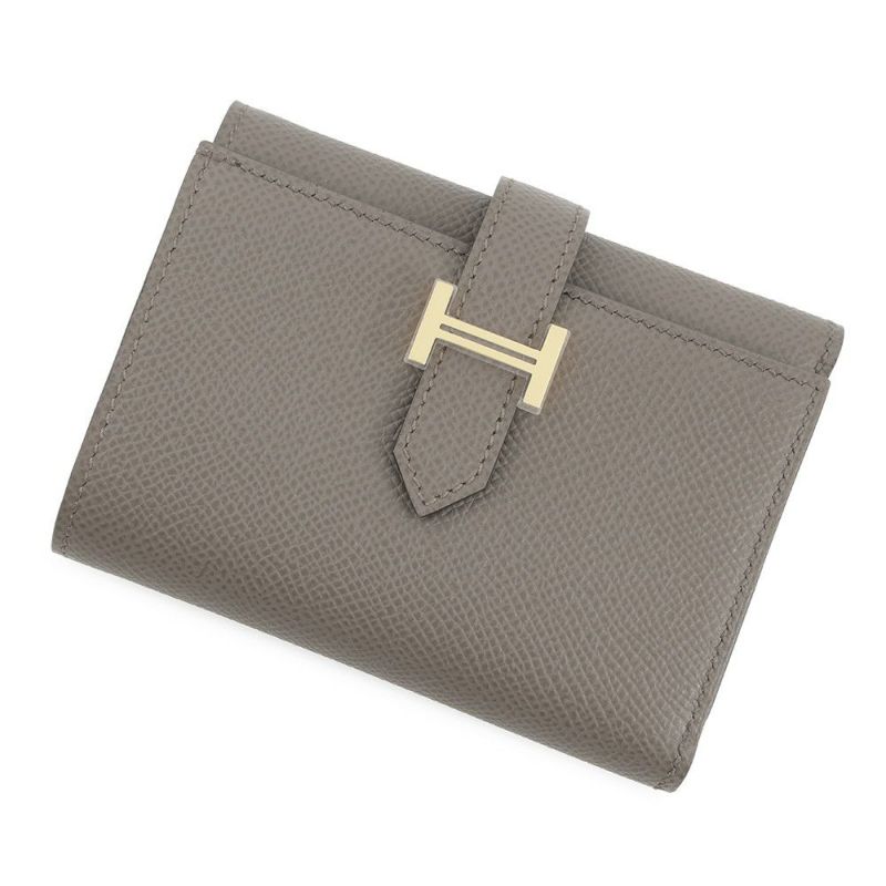 エルメス 三つ折り財布 ベアンコンビネ ヴェルソ エタン/エトゥープ/ゴールド金具 エプソン K刻印 財布