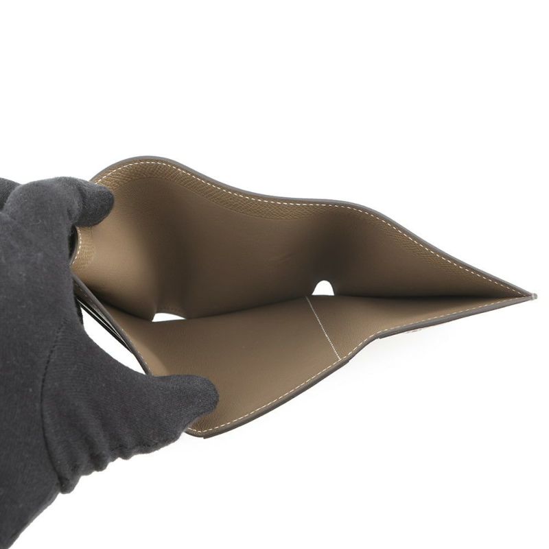 エルメス 三つ折り財布 ベアンコンビネ ヴェルソ エタン/エトゥープ/ゴールド金具 エプソン K刻印 財布