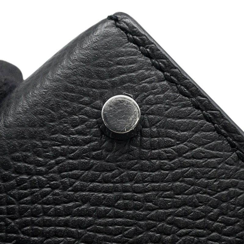 エルメス ミニケリー2 外縫い ブラック/シルバー金具 エプソン W刻印 ２wayショルダー 黒