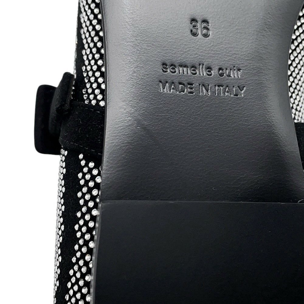 エルメス バレエシューズ ライト ラインストーン スエード レディースサイズ36 HERMES 靴 黒