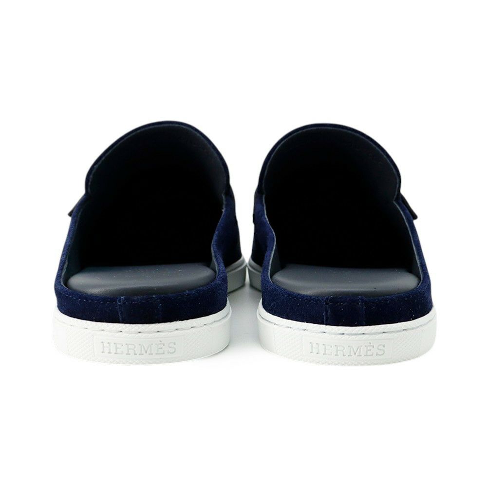 エルメス ミュール ライクリー マリン/シルバー金具 スエード/レザー メンズサイズ41 HERMES 靴