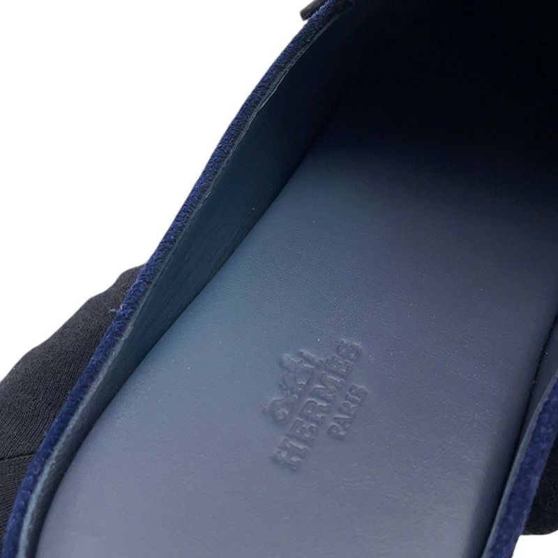 エルメス ミュール ライクリー マリン/シルバー金具 スエード/レザー メンズサイズ41 HERMES 靴