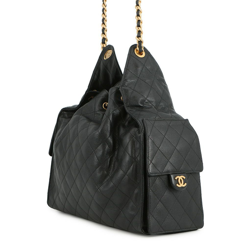 シャネル チェーンショルダーバッグ CHANEL25 ミディアム ココマーク マトラッセ  キャビアスキン AS5293 CHANEL 黒