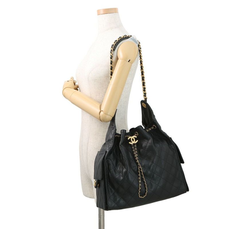 シャネル チェーンショルダーバッグ CHANEL25 ミディアム ココマーク マトラッセ  キャビアスキン AS5293 CHANEL 黒