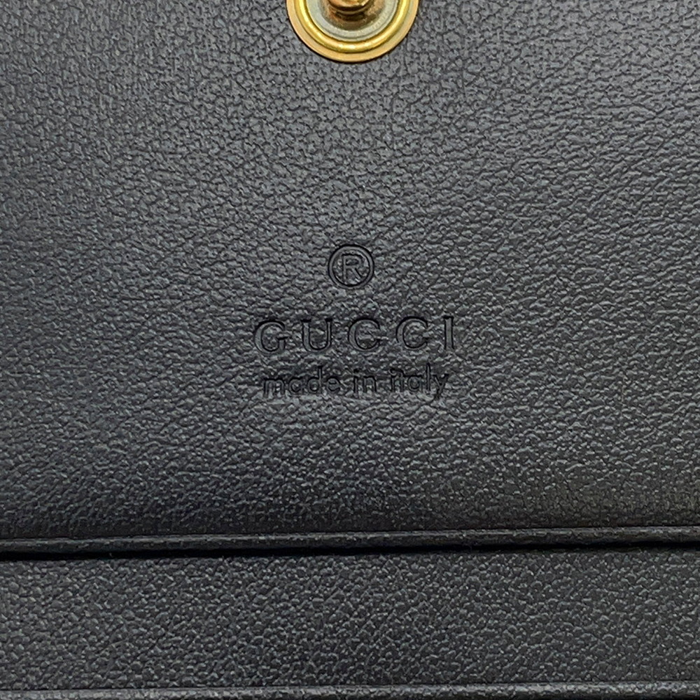 グッチ 二つ折り財布 GGマーモント ダブルG ミニウォレット 466492 GUCCI 財布 シェブロン キルティング カードケース 黒