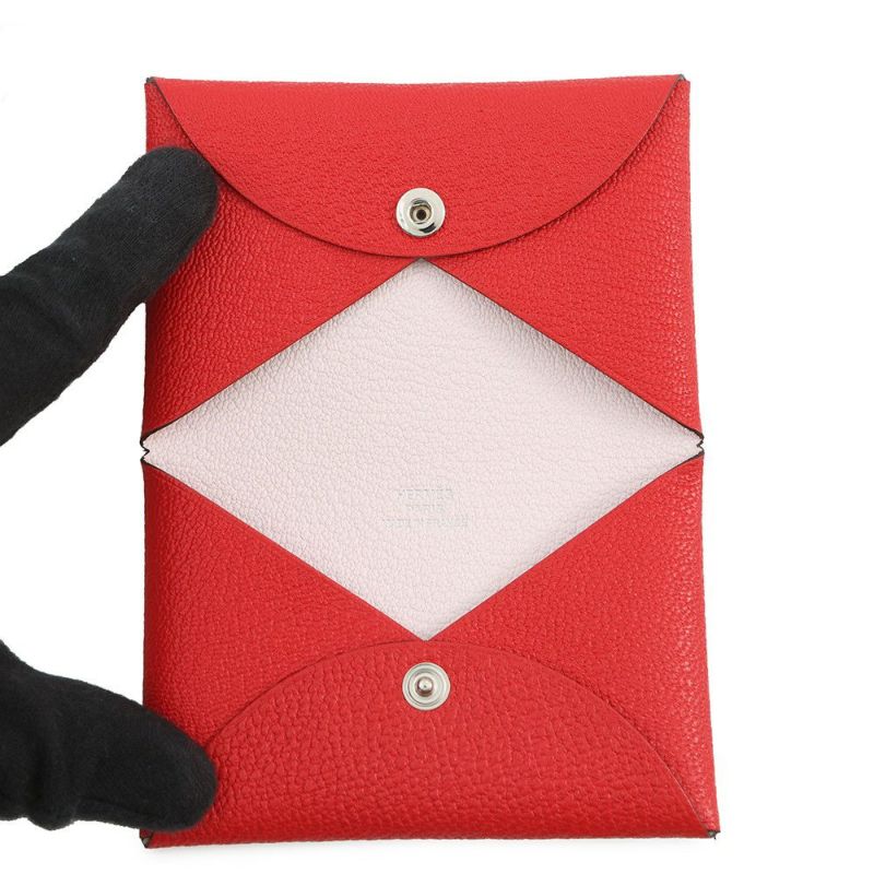 エルメス カードケース カルヴィ ヴェルソ ルージュクー/ローズダーリン シェブルミゾル K刻印