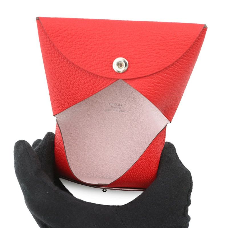 エルメス カードケース カルヴィ ヴェルソ ルージュクー/ローズダーリン シェブルミゾル K刻印