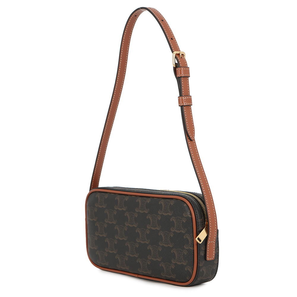 セリーヌ ショルダーバッグ トリオンフ ミニカメラバッグ 刺繍 PVC/レザー 10J582 CELINE バッグ ブラウン