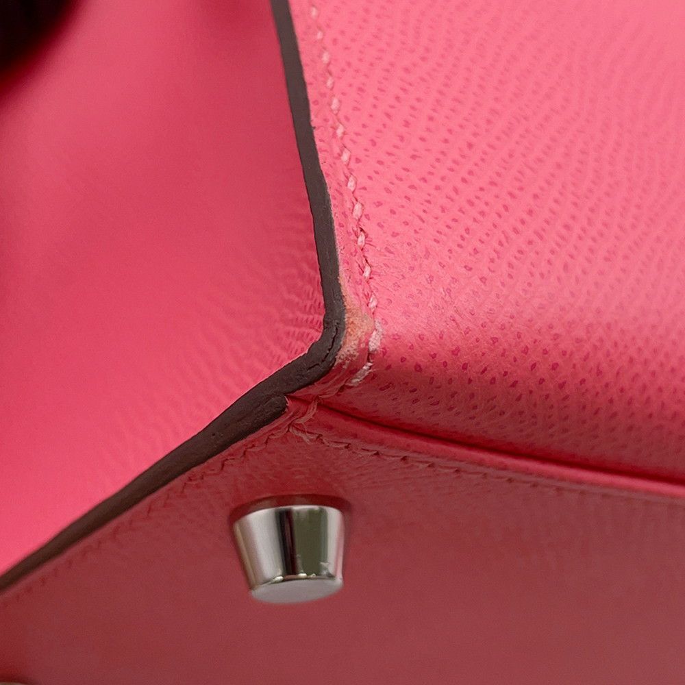 エルメス ハンドバッグ ケリー28 外縫い ローズアザレ/シルバー金具 エプソン D刻印 ２wayショルダー