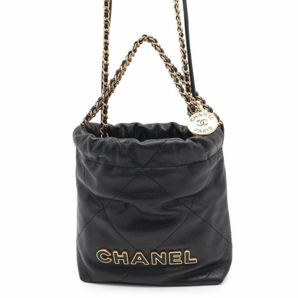 シャネル ハンドバッグ CHANEL 22 ミニ ココマーク ソフトキャビアスキン AS3980 CHANEL 2wayショルダーバッグ 黒