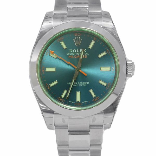 ロレックス ミルガウス グリーンガラス ランダムシリアル ルーレット 116400GV ROLEX 腕時計 Zブルー文字盤