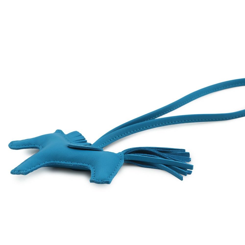 エルメス バッグチャーム ロデオPM ブルーザンジバル ラムスキン HERMES