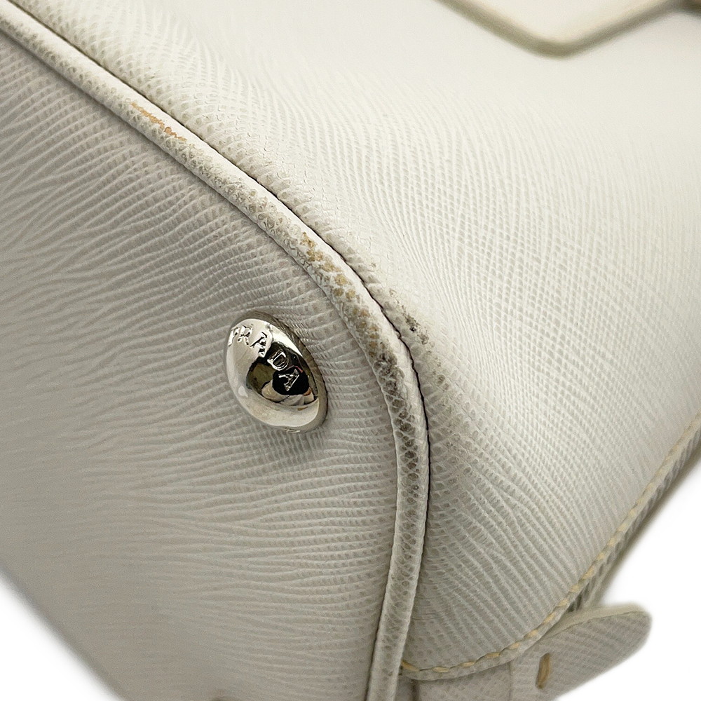 プラダ ハンドバッグ  プロムナード トライアングルロゴ サフィアーノ レザー BL0838 PRADA 2wayショルダー 白