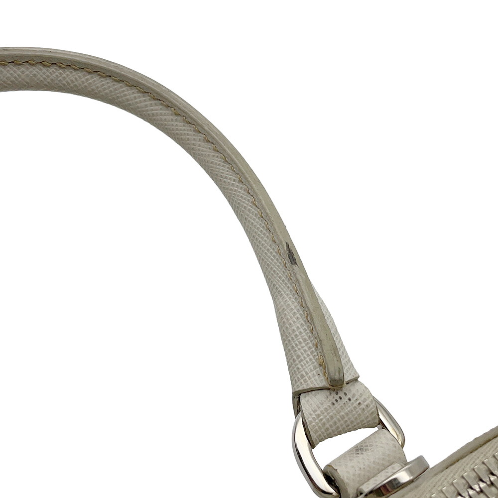 プラダ ハンドバッグ  プロムナード トライアングルロゴ サフィアーノ レザー BL0838 PRADA 2wayショルダー 白