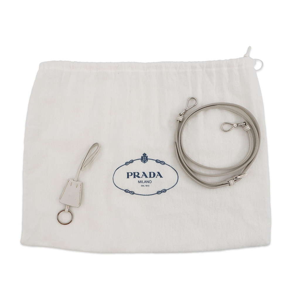 プラダ ハンドバッグ  プロムナード トライアングルロゴ サフィアーノ レザー BL0838 PRADA 2wayショルダー 白
