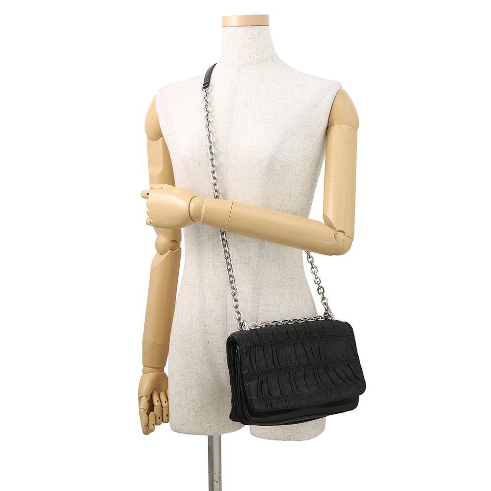 プラダ チェーンショルダーバッグ ロゴ レザー PRADA 2ｗay 黒