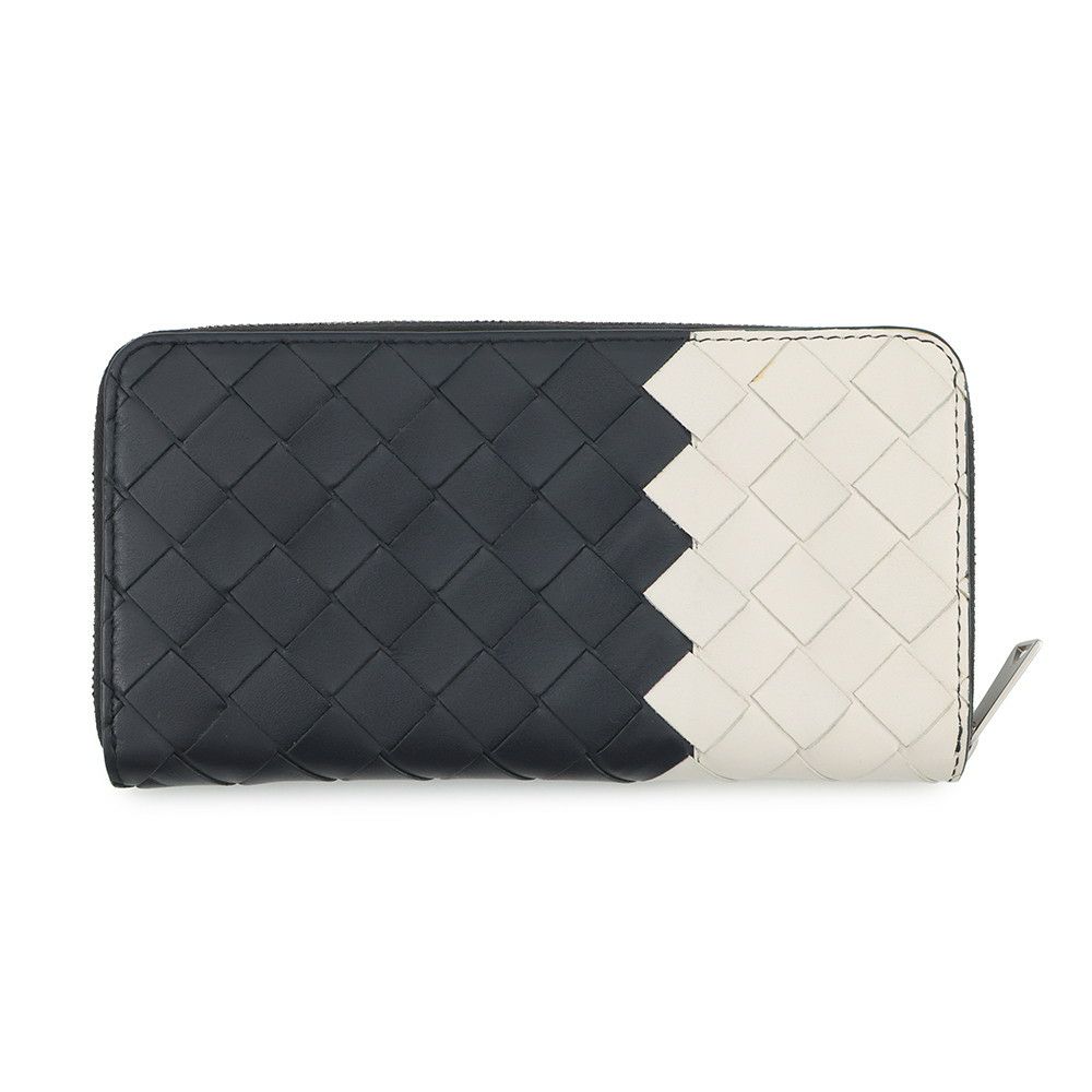 ボッテガヴェネタ 長財布 イントレチャート ラウンドファスナー ロングウォレット バイカラー 749427 BOTTEGA VENETA