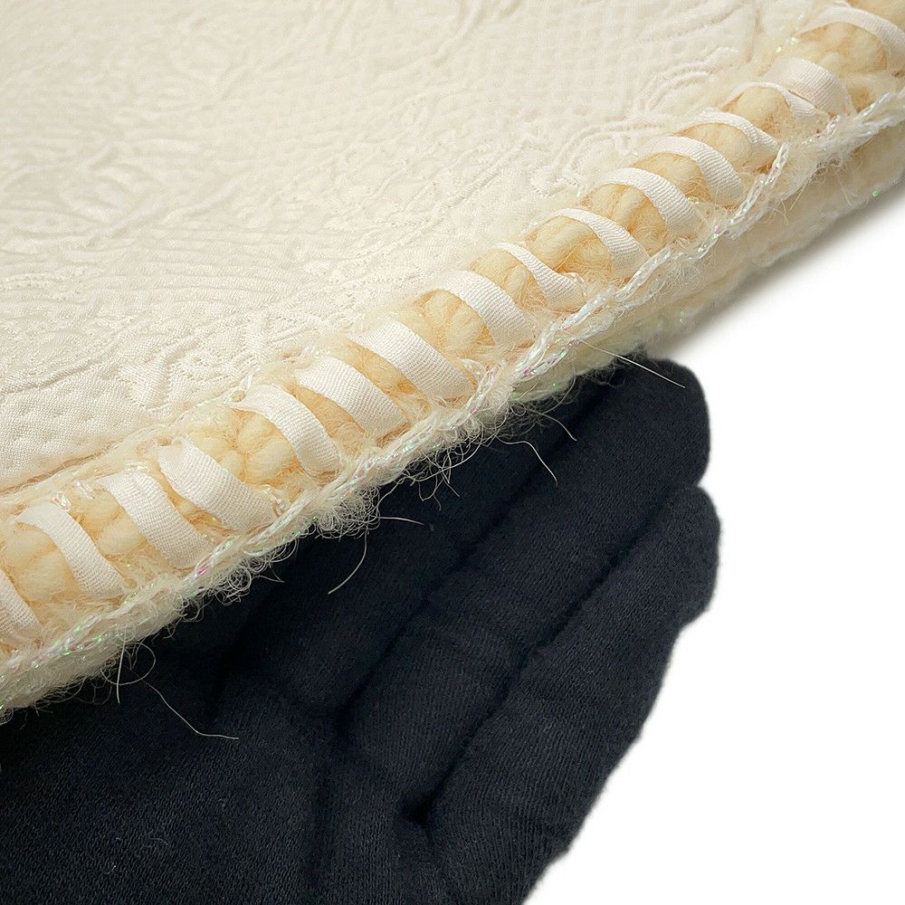 シャネル ジャケット ノーカラー ココボタン ジャカード ウール レディースサイズ36 P71059 CHANEL アウター 白