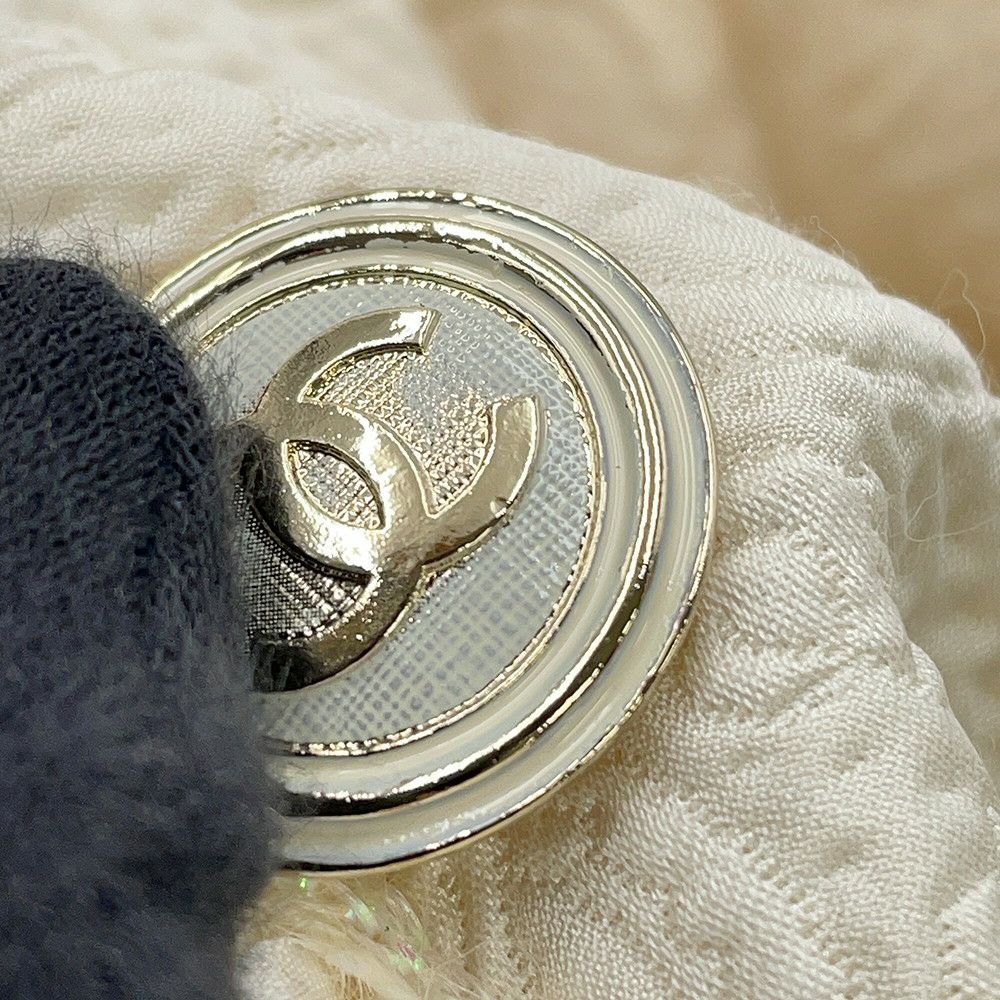 シャネル ジャケット ノーカラー ココボタン ジャカード ウール レディースサイズ36 P71059 CHANEL アウター 白