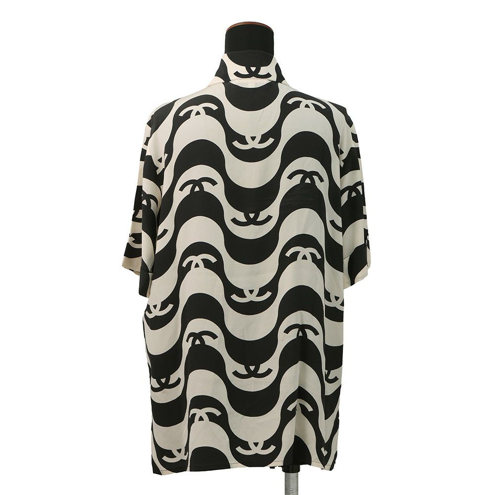 シャネル 半袖シャツ ココマーク ウェーブ シャツ シルク レディースサイズ36 P70211 CHANEL トップス 黒