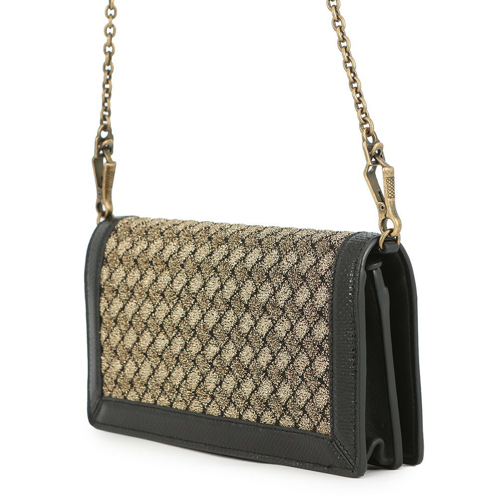 ボッテガヴェネタ チェーンウォレット イントレチャート ナイロン レザー BOTTEGA VENETA 財布 黒
