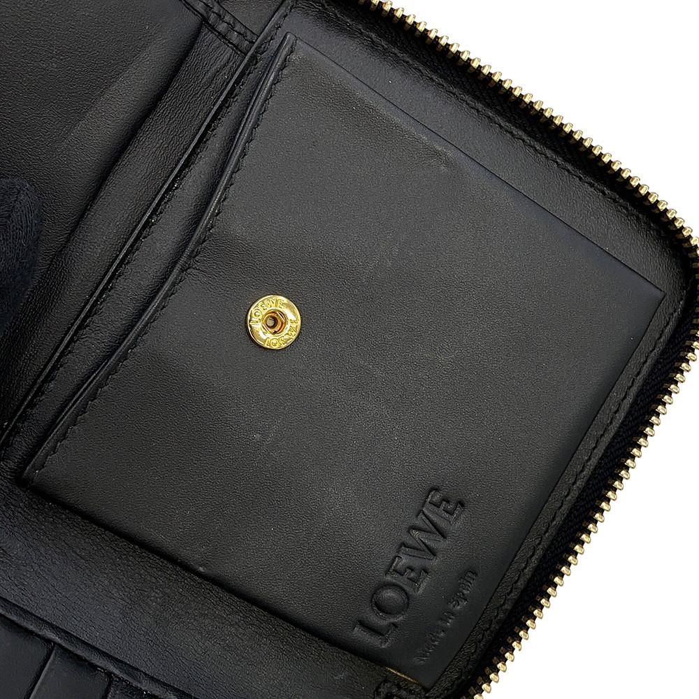 ロエベ 二つ折り財布 アナグラム パズル コンパクト ジップウォレット レザー LOEWE