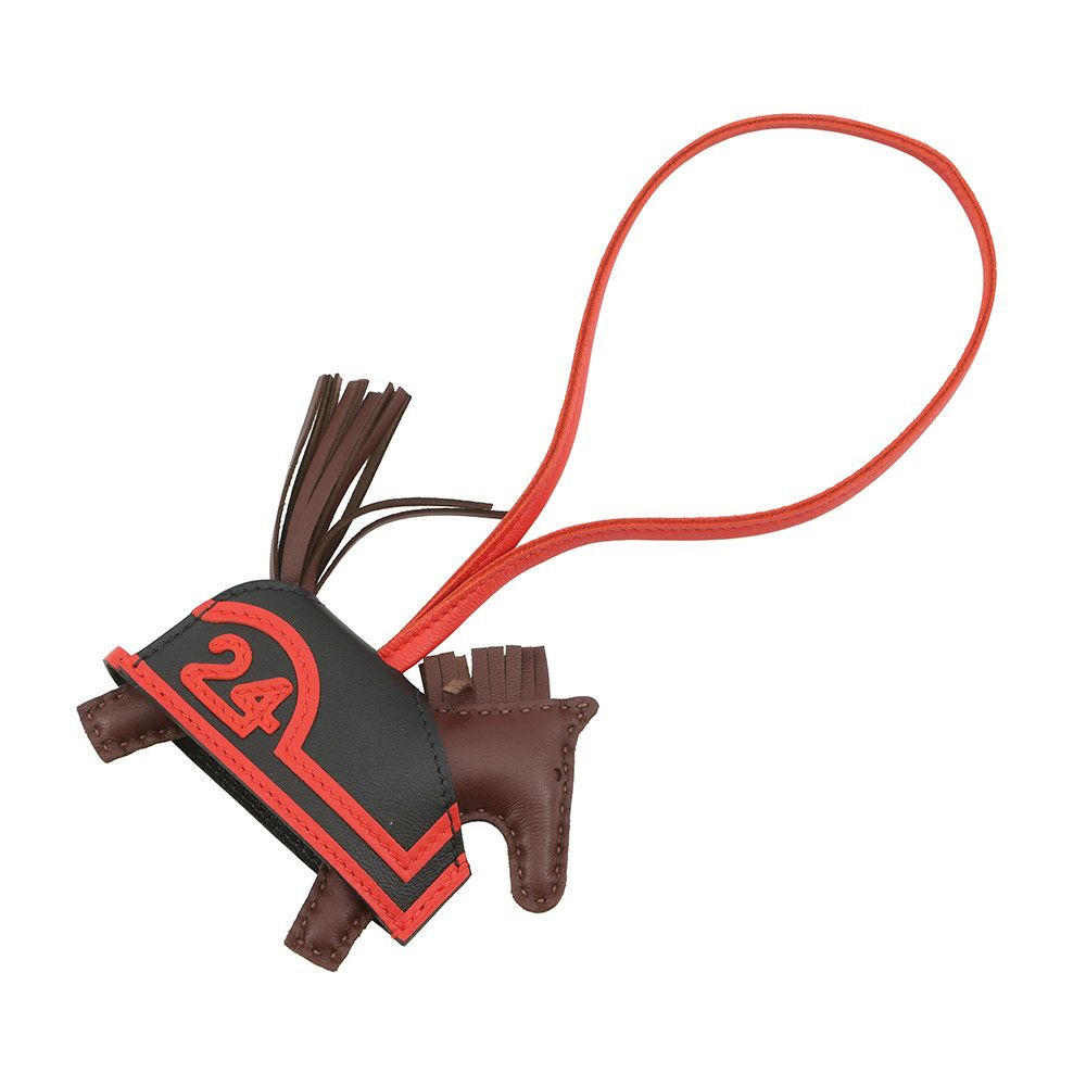 エルメス バッグチャーム ロデオ ロベオ 24 テール /カプシーヌ /ブラック ラムスキン K刻印 HERMES