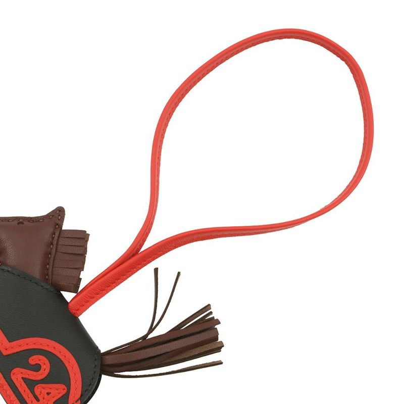 エルメス バッグチャーム ロデオ ロベオ 24 テール /カプシーヌ /ブラック ラムスキン K刻印 HERMES