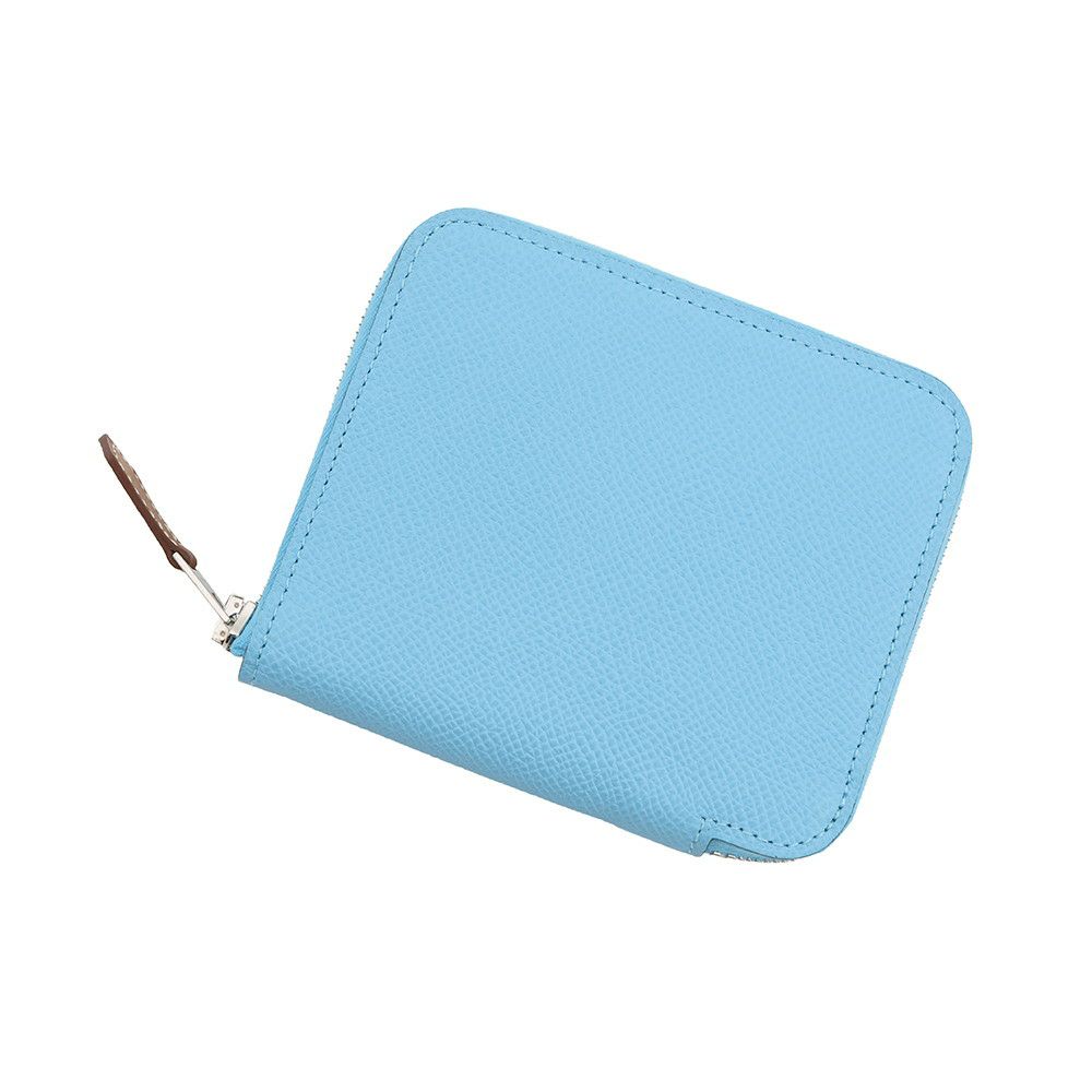 エルメス コインケース アザップコンパクト シルクイン セレスト/シルバー金具 エプソン K刻印 セレステ