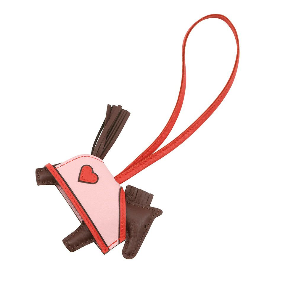 エルメス バッグチャーム ロデオPM ロベオクール テール/カプシーヌ/ローズサクラ ラムスキン K刻印 HERMES